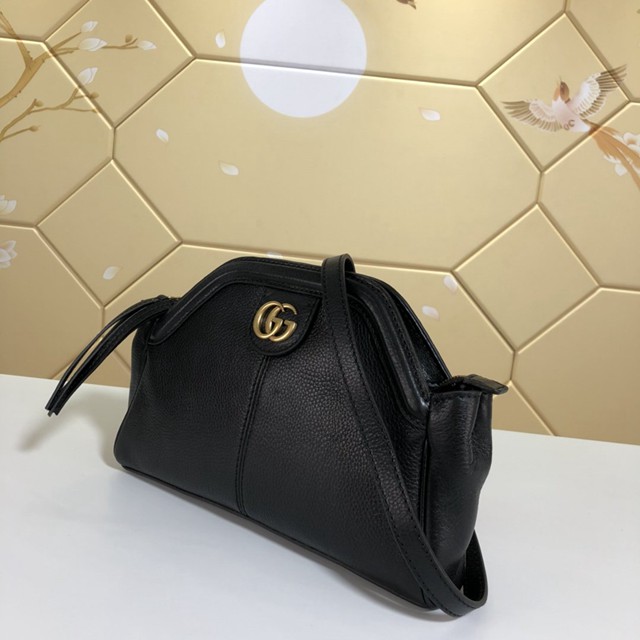 Gucci經典款女包 524620 古馳GUCCI新品REBELLE小號復古風格購物袋 古奇黑色全皮手提包  gqy2905